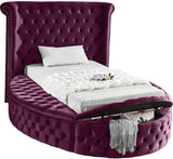 Luxus Round Velvet Bed with Deep Button Tufting, Spacious Storage, and Contemporary Style Design