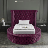Luxus Round Velvet Bed with Deep Button Tufting, Spacious Storage, and Contemporary Style Design