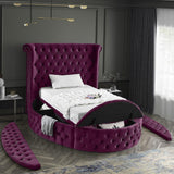 Luxus Round Velvet Bed with Deep Button Tufting, Spacious Storage, and Contemporary Style Design