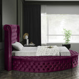 Luxus Round Velvet Bed with Deep Button Tufting, Spacious Storage, and Contemporary Style Design