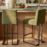 Mason 25" Modern Metal Frame Upholstered Counter Stool (Set of 2)