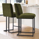 Mason 25" Modern Metal Frame Upholstered Counter Stool (Set of 2)