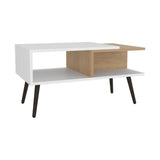 Aranjuez 29" Wide Modern Coffee Table with Three Open Shelves, Rectangular Living Room Center Table with Metal Legs, Contemporary Storage Table for Books, Decor, Electronics and Everyday Use