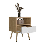 Wenden 21" High Nightstand with One Drawer, One Open Shelf, Compact Side Table for Bedroom, Living Room, Modern Design, Storage for Books and Essentials, Sleek, Functional, and Stylish Nightstand