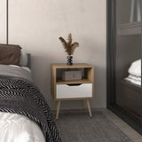 Wenden 21" High Nightstand with One Drawer, One Open Shelf, Compact Side Table for Bedroom, Living Room, Modern Design, Storage for Books and Essentials, Sleek, Functional, and Stylish Nightstand