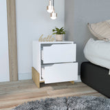Luss Nightstand with Two Spacious Storage Drawers, Modern Base Design, Versatile Top Surface and Contemporary Bedroom Organization Solution for Keeping Essentials Accessible and Enhancing Daily Comfort and Style