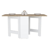 TUHOME Gateleg Folding Table with Space-Saving Drop-Leaf Design, Compact Foldable Structure and Sturdy Work Surface Offering Versatile Dining, Crafting and Home Office Functionality for Modern Small-Space Living