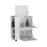 Glasgow Bar Cart with Two Pull-Down Door Cabinets, Two Open Shelves, Smooth Rolling Wheels with Brake System, Compact Mobile Serving Cart for Home Entertaining, Kitchen Storage and Living Room Organization