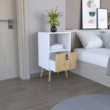 TUHOME Huna Nightstand with Single Drawer, Open Storage Compartment, Spacious Top Surface, Sleek Modern Design with Raised Wooden Legs, Functional Bedroom Side Table for Organizing Nighttime Essentials and Decor