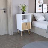 TUHOME Huna Nightstand with Single Drawer, Open Storage Compartment, Spacious Top Surface, Sleek Modern Design with Raised Wooden Legs, Functional Bedroom Side Table for Organizing Nighttime Essentials and Decor