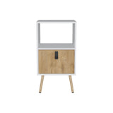 TUHOME Huna Nightstand with Single Drawer, Open Storage Compartment, Spacious Top Surface, Sleek Modern Design with Raised Wooden Legs, Functional Bedroom Side Table for Organizing Nighttime Essentials and Decor