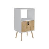 TUHOME Huna Nightstand with Single Drawer, Open Storage Compartment, Spacious Top Surface, Sleek Modern Design with Raised Wooden Legs, Functional Bedroom Side Table for Organizing Nighttime Essentials and Decor