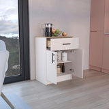 TUHOME Mayorca Multistorage Pantry Cabinet with One Drawer, Two Interior Shelves and Spacious Top Surface, Compact Kitchen Storage Organizer for Small Appliances, Supplies and Everyday Cooking Essentials