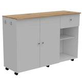 Tuhome Kitchen Island Cart Victoria with Four Interior Shelves, One Drawer, Double Door Cabinet, Six Casters for Easy Mobility, Ideal for Kitchens and Dining Rooms