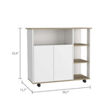 Tuhome Paprika Kitchen Cart with Double-Door Cabinet, Four Open Shelves, Locking Casters, Spacious Countertop Surface, Mobile Multi-Purpose Storage Organizer for Meal Prep, Small Appliances, and Modern Kitchen Efficiency