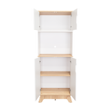 Tuhome Pamplona Microwave Tall Cabinet with Spacious Counter Surface, Multiple Storage Shelves, Upper and Lower Double Door Cabinets, Integrated Cable Management and Large Vertical Design for Modern Kitchens