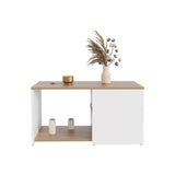 TUHOME Adele 31" Wide Modern Coffee Table with Three Spacious Shelves, Contemporary Living Room Center Table with Open Storage, Metal Legs, Compact Design for Books, Décor, Magazines and Everyday Home Organization