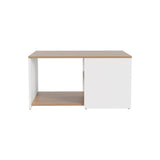 TUHOME Adele 31" Wide Modern Coffee Table with Three Spacious Shelves, Contemporary Living Room Center Table with Open Storage, Metal Legs, Compact Design for Books, Décor, Magazines and Everyday Home Organization
