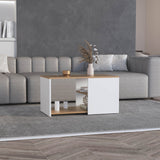TUHOME Adele 31" Wide Modern Coffee Table with Three Spacious Shelves, Contemporary Living Room Center Table with Open Storage, Metal Legs, Compact Design for Books, Décor, Magazines and Everyday Home Organization