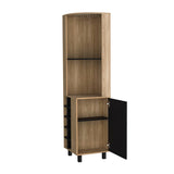 Tuhome Kaia 70-Inch Tall Corner Bar Cabinet with Built-In Wine Storage, Ten Bottle Cubbies, Four Shelves, Stemware Rack, Space-Saving Home Bar Furniture for Living Room or Dining Room Organization