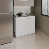Napoles Utility Sink, Two Shelves, Double Door Cabinet