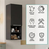 Mila Bathroom Cabinet with Single-Door Compartment, Two Interior Shelves, Dual External Open Shelves and Space-Saving Wall Design for Organized Storage, Daily Essentials Access and Modern Bathroom Convenience