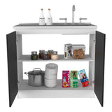 Napoles Utility Sink, Two Shelves, Double Door Cabinet