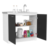 Napoles Utility Sink, Two Shelves, Double Door Cabinet