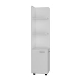 Tuhome Malibu 62" Tall Double Door Corner Linen Cabinet with Four Spacious Shelves, Freestanding Vertical Storage Tower for Towels Toiletries and Bathroom Essentials, Modern Space-Saving Organizer Unit