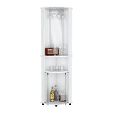 Tuhome Chicago 75" Corner Bar Cabinet with Mirrored Back, Double Glass Doors, Stemware Rack, Two Open Liquor Shelves, Space-Saving Modern Home Bar for Living Rooms, Entertainment Areas and Stylish Beverage Storage