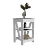 Taylor End Table with Three-Tier Open Storage Shelves, Compact Modern Side Table and Nightstand for Small Spaces, Versatile Sofa Table or Bedside Organizer for Living Room, Bedroom, Office or Entryway Functional Home Organization