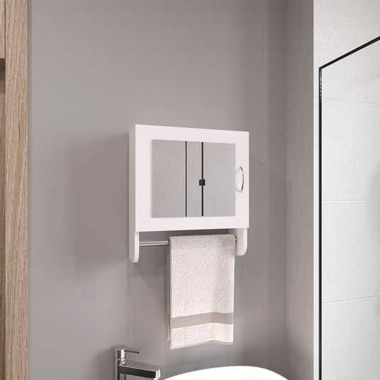 TUHOME Botiq 19.7-Inch Mirror Medicine Cabinet with One Door, Two Interior Shelves and Integrated Towel Rack, Wall-Mounted Storage Organizer for Bathroom or Kitchen Essentials, Space-Saving Modern Cabinet Design