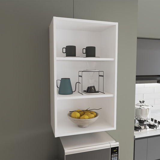 TUHOME Eco 36" High Open 3-Tier Wall Cabinet with Vertical Shelves, Modern Wall-Mounted Storage Unit for Bedroom, Office, Living Room or Garage, Compact Cube Shelf Organizer for Books, Décor, Toiletries and Everyday Essentials