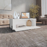 TUHOME Shan 15" High Minimalistic Coffee Table with Pull-Down Cabinet Door and Open Shelf, Modern Rectangular Living Room Center Table with Functional Storage for Books, Décor and Essentials, Sleek Contemporary Design