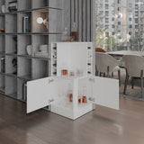 TUHOME Jakes 42" Tall Corner Bar Cabinet with Eight Wine Bottle Cubbies, Double-Door Storage Cabinet, Space-Saving Liquor Organizer for Living Room or Dining Room, Modern Home Bar Furniture with Functional Shelves and Elegant Design