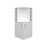 TUHOME Jakes 42" Tall Corner Bar Cabinet with Eight Wine Bottle Cubbies, Double-Door Storage Cabinet, Space-Saving Liquor Organizer for Living Room or Dining Room, Modern Home Bar Furniture with Functional Shelves and Elegant Design