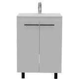 Tuhome Khari 24" Floor Cabinet with Double Doors, Two Shelves, Adjustable Legs, Modern Storage Solution for Bathroom