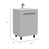 Tuhome Khari 24" Floor Cabinet with Double Doors, Two Shelves, Adjustable Legs, Modern Storage Solution for Bathroom