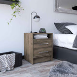 Tuhome Eter Nightstand with Two Drawers, Open Storage Compartment, Compact Modern Bedside Table for Bedroom or Living Room, Functional Organizer for Books, Devices, and Essentials, Contemporary Space-Saving Furniture
