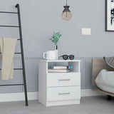 Tuhome Napoles Nightstand in Black with Two Drawers and Open Compartment, Modern Design for Bedroom or Living Room Storage