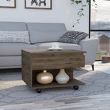 Luanda Lift-Top Coffee Table with Concealed Storage Compartment, Lower Open Shelf, Smooth-Lifting Mechanism and Locking Casters for Mobile Living Room Convenience, Modern Organization and Versatile Everyday Functionality