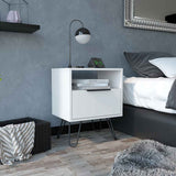 Tuhome Augusta Nightstand with Compact Modern Design, Spacious Storage Drawer and Open Shelf, Bedside Organization Solution for Small Bedrooms, Contemporary Functional Furniture to Enhance Comfort and Daily Use