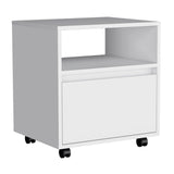 Austin Nightstand Modern Bedroom Side Table with Smooth-Glide Storage Drawer, Open Shelf for Books and Magazines, Easy-Move Caster Base and Spacious Top Surface for Everyday Essentials by Austin Furniture