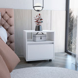 Austin Nightstand Modern Bedroom Side Table with Smooth-Glide Storage Drawer, Open Shelf for Books and Magazines, Easy-Move Caster Base and Spacious Top Surface for Everyday Essentials by Austin Furniture