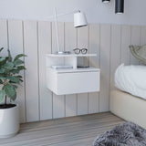 Tuhome Adele Floating Nightstand with One Drawer and Two Lower Shelves, Wall-Mounted Bedside Storage Solution for Compact Bedrooms, Modern Space-Saving Design with Hidden Storage and Display Area for Daily Essentials