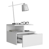 Tuhome Adele Floating Nightstand with One Drawer and Two Lower Shelves, Wall-Mounted Bedside Storage Solution for Compact Bedrooms, Modern Space-Saving Design with Hidden Storage and Display Area for Daily Essentials