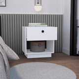 Tuhome Paris Nightstand with Single Drawer and Open Shelf, Modern Bedside Table for Bedrooms, Functional Storage Solution with Spacious Top for Essentials, Stylish Nightstand Ideal for Compact Spaces and Contemporary Décor