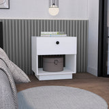 Tuhome Paris Nightstand with Single Drawer and Open Shelf, Modern Bedside Table for Bedrooms, Functional Storage Solution with Spacious Top for Essentials, Stylish Nightstand Ideal for Compact Spaces and Contemporary Décor
