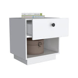 Tuhome Paris Nightstand with Single Drawer and Open Shelf, Modern Bedside Table for Bedrooms, Functional Storage Solution with Spacious Top for Essentials, Stylish Nightstand Ideal for Compact Spaces and Contemporary Décor