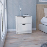 Tuhome Basilea 2-Drawer Nightstand with Spacious Storage, Modern Bedside Table with Smooth Pull-Out Drawers and Wide Top Surface, Functional Bedroom Organizer Designed for Comfort, Style, and Everyday Convenience